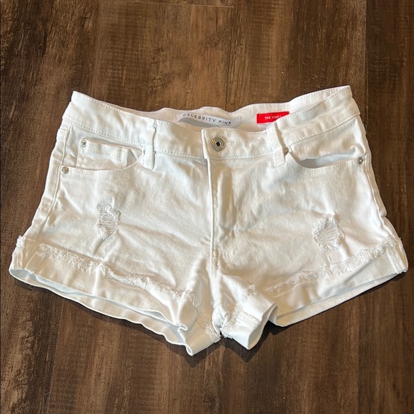 Celebrity Pink Pants - Celebrity Pink White Jean Shorts Distressed Cut-Off